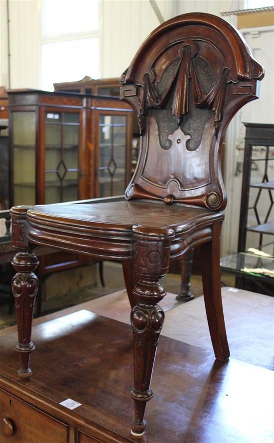 Victorian mahogany hall chair